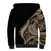 Hawaii Pineapple Brown Tribal Pattern Sherpa Hoodie - Polynesian Pride