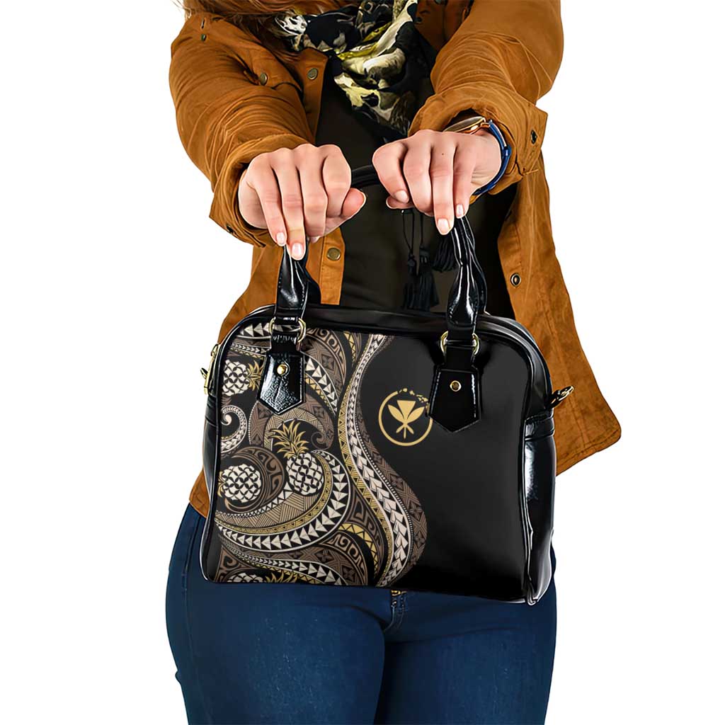 Hawaii Pineapple Brown Tribal Pattern Shoulder Handbag - Polynesian Pride