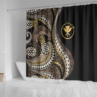 Hawaii Pineapple Brown Tribal Pattern Shower Curtain - Polynesian Pride