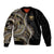 Hawaii Pineapple Brown Tribal Pattern Sleeve Zip Bomber Jacket - Polynesian Pride