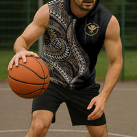 Hawaii Pineapple Brown Tribal Pattern Sleeveless Hoodie - Polynesian Pride