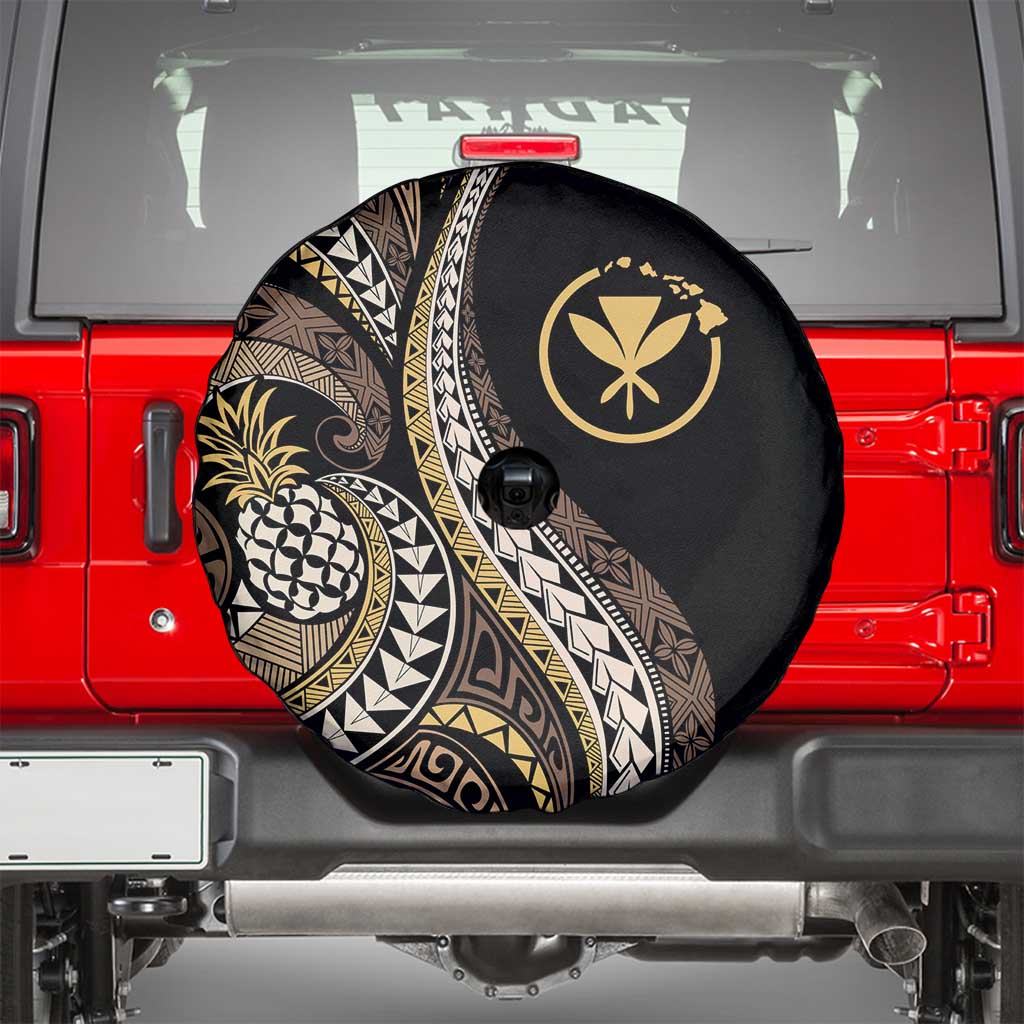 Hawaii Pineapple Brown Tribal Pattern Spare Tire Cover - Polynesian Pride