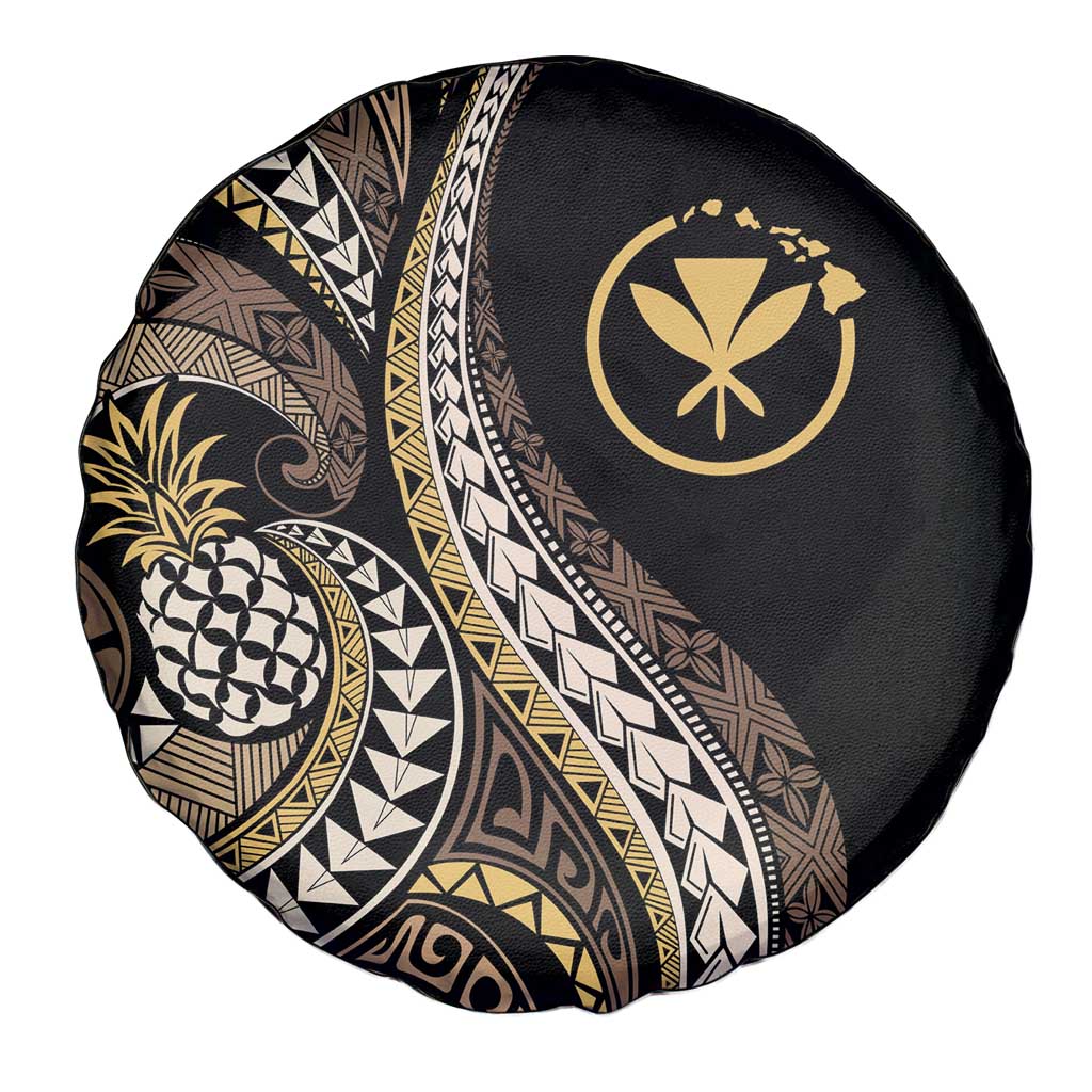 Hawaii Pineapple Brown Tribal Pattern Spare Tire Cover - Polynesian Pride