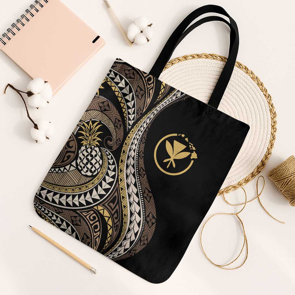 Hawaii Pineapple Brown Tribal Pattern Tote Bag - Polynesian Pride