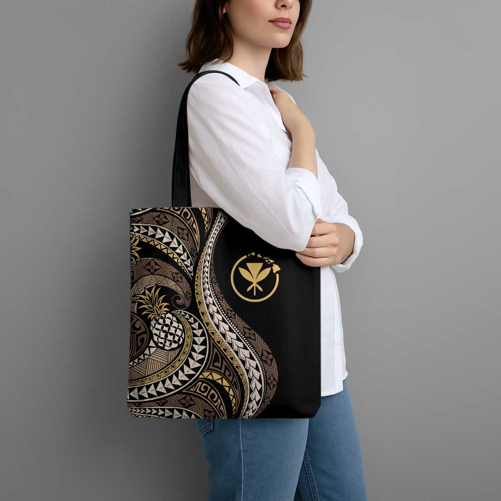 Hawaii Pineapple Brown Tribal Pattern Tote Bag - Polynesian Pride