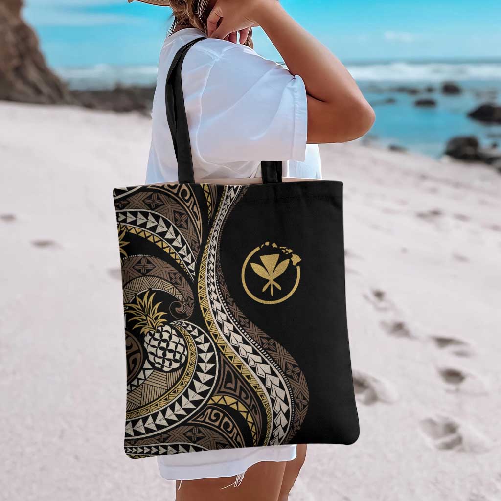 Hawaii Pineapple Brown Tribal Pattern Tote Bag - Polynesian Pride