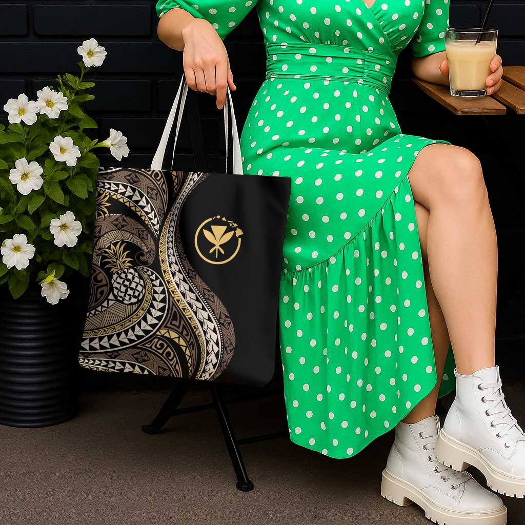 Hawaii Pineapple Brown Tribal Pattern Tote Bag - Polynesian Pride