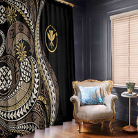 Hawaii Pineapple Brown Tribal Pattern Window Curtain - Polynesian Pride