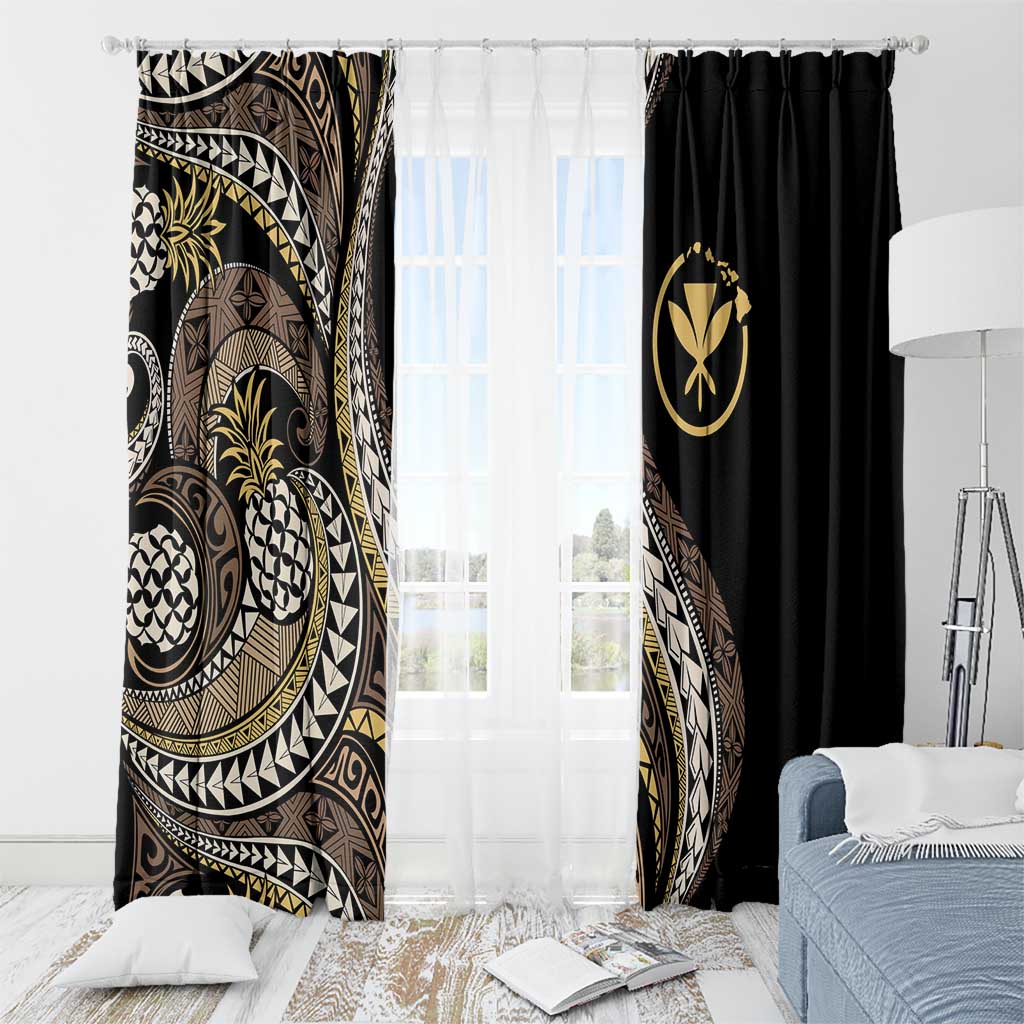 Hawaii Pineapple Brown Tribal Pattern Window Curtain - Polynesian Pride