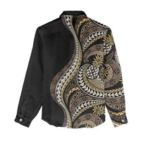 Hawaii Pineapple Brown Tribal Pattern Women Casual Shirt - Polynesian Pride
