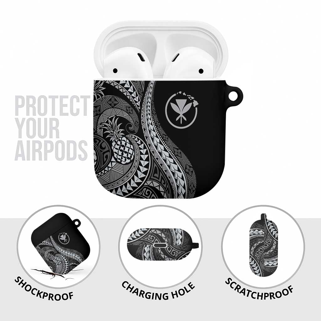 Hawaii Pineapple Gray Scale Tribal Pattern AirPods Case - Polynesian Pride