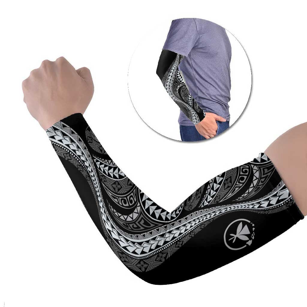 Hawaii Pineapple Gray Scale Tribal Pattern Arm Sleeves - Polynesian Pride