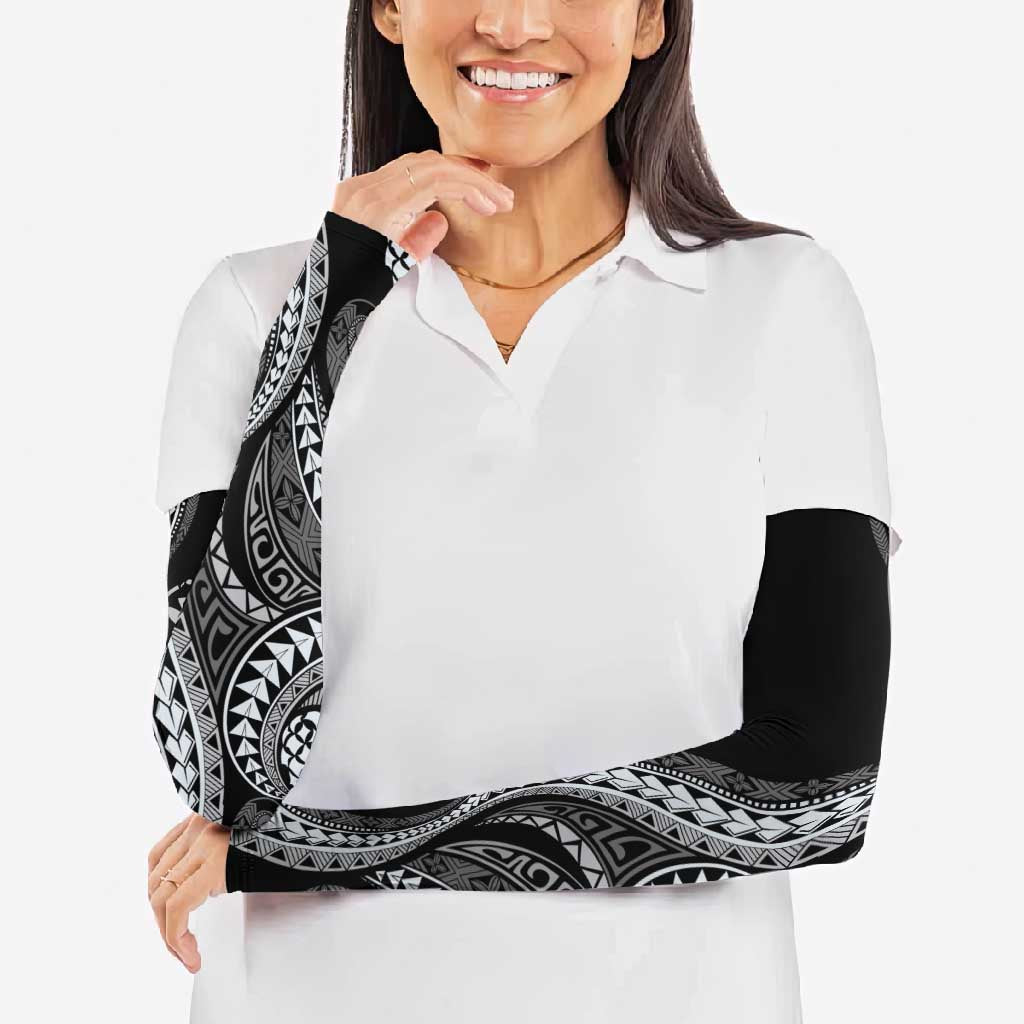 Hawaii Pineapple Gray Scale Tribal Pattern Arm Sleeves - Polynesian Pride