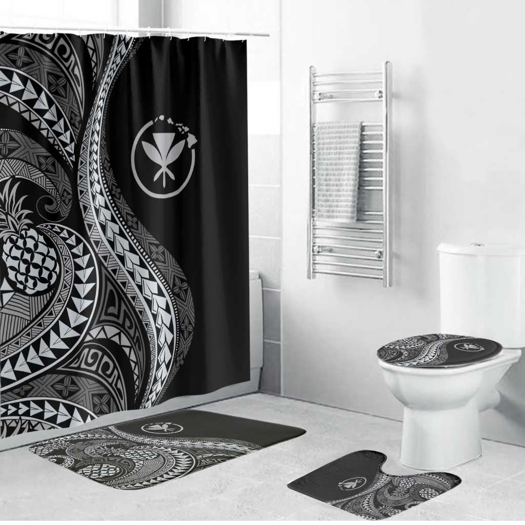 Hawaii Pineapple Gray Scale Tribal Pattern Bathroom Set - Polynesian Pride
