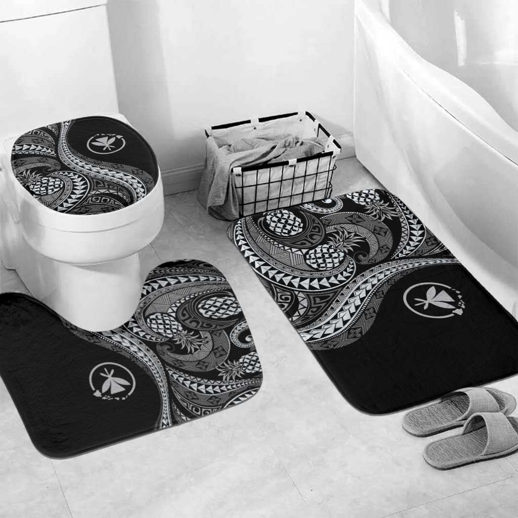 Hawaii Pineapple Gray Scale Tribal Pattern Bathroom Set - Polynesian Pride