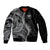 Hawaii Pineapple Gray Scale Tribal Pattern Bomber Jacket - Polynesian Pride
