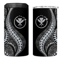 Hawaii Pineapple Gray Scale Tribal Pattern 4 in 1 Can Cooler Tumbler - Polynesian Pride