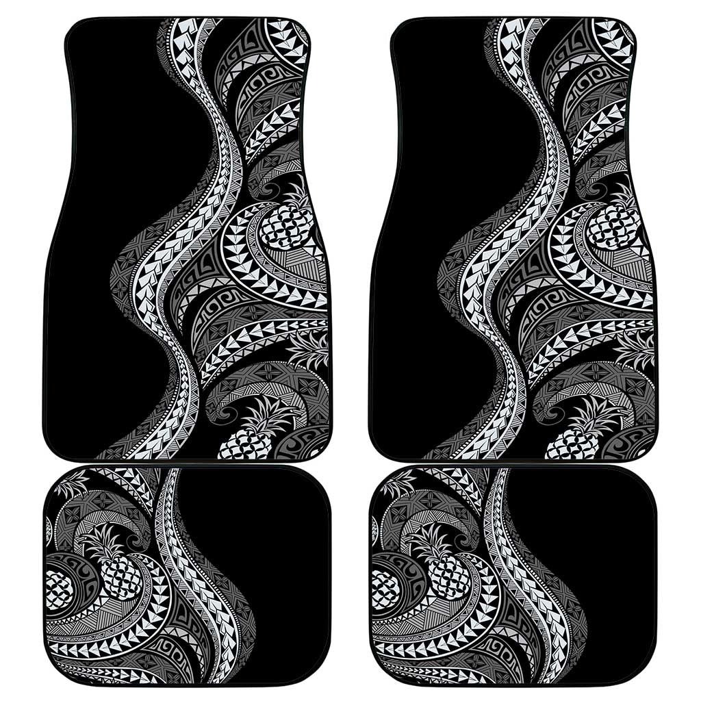 Hawaii Pineapple Gray Scale Tribal Pattern Car Mats - Polynesian Pride