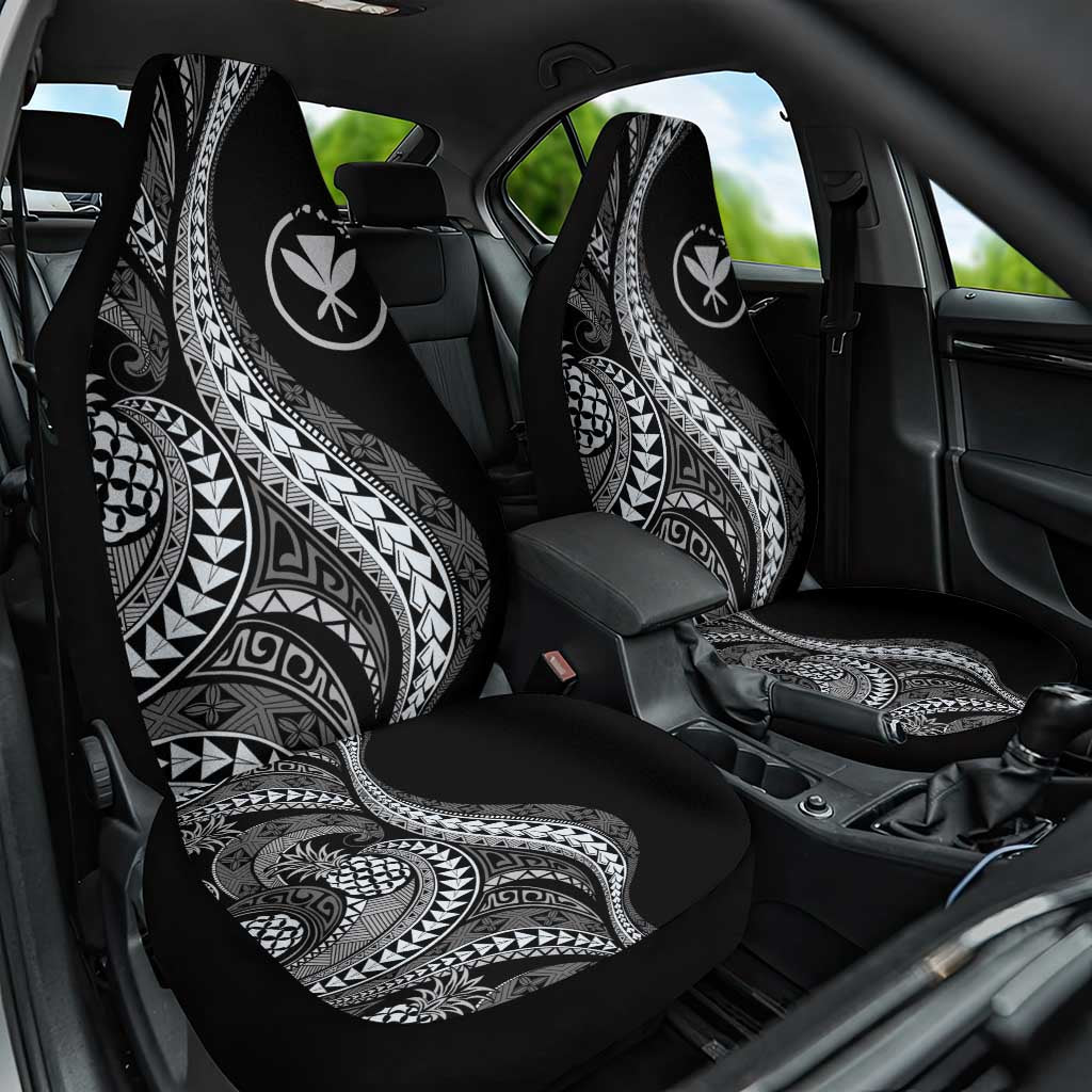 Hawaii Pineapple Gray Scale Tribal Pattern Car Seat Cover - Polynesian Pride