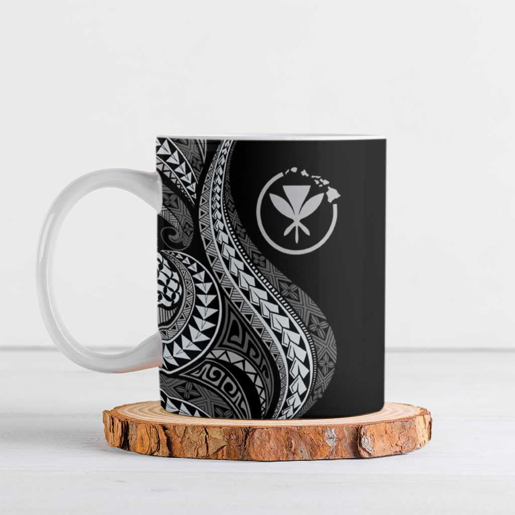 Hawaii Pineapple Gray Scale Tribal Pattern Ceramic Mug - Polynesian Pride