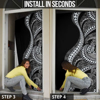 Hawaii Pineapple Gray Scale Tribal Pattern Door Cover - Polynesian Pride