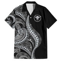 Hawaii Pineapple Gray Scale Tribal Pattern Family Matching Puletasi and Hawaiian Shirt - Polynesian Pride