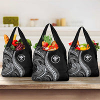 Hawaii Pineapple Gray Scale Tribal Pattern Grocery Bag - Polynesian Pride