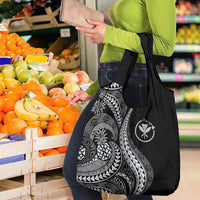 Hawaii Pineapple Gray Scale Tribal Pattern Grocery Bag - Polynesian Pride