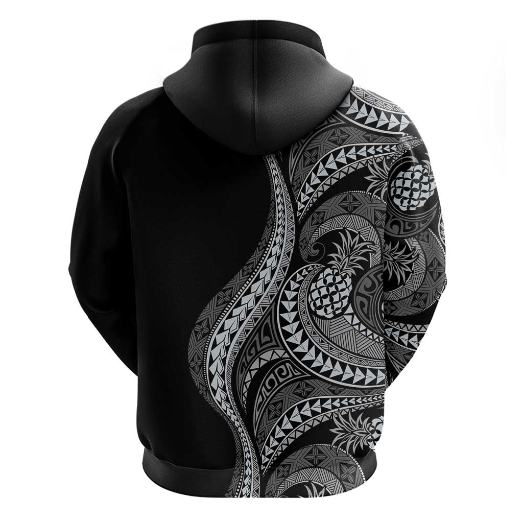 Hawaii Pineapple Gray Scale Tribal Pattern Hoodie - Polynesian Pride