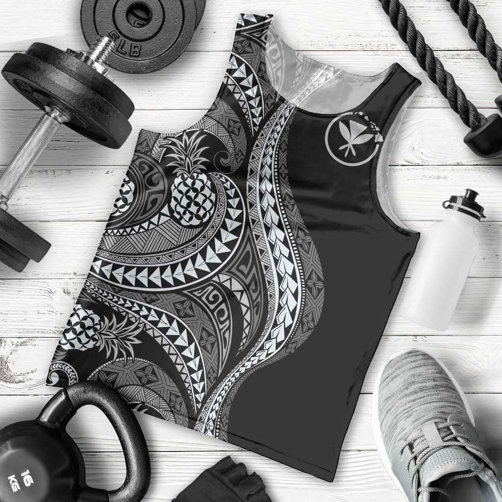 Hawaii Pineapple Gray Scale Tribal Pattern Men Tank Top - Polynesian Pride