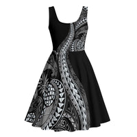 Hawaii Pineapple Gray Scale Tribal Pattern Midi Dress - Polynesian Pride