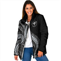 Hawaii Pineapple Gray Scale Tribal Pattern Padded Jacket - Polynesian Pride
