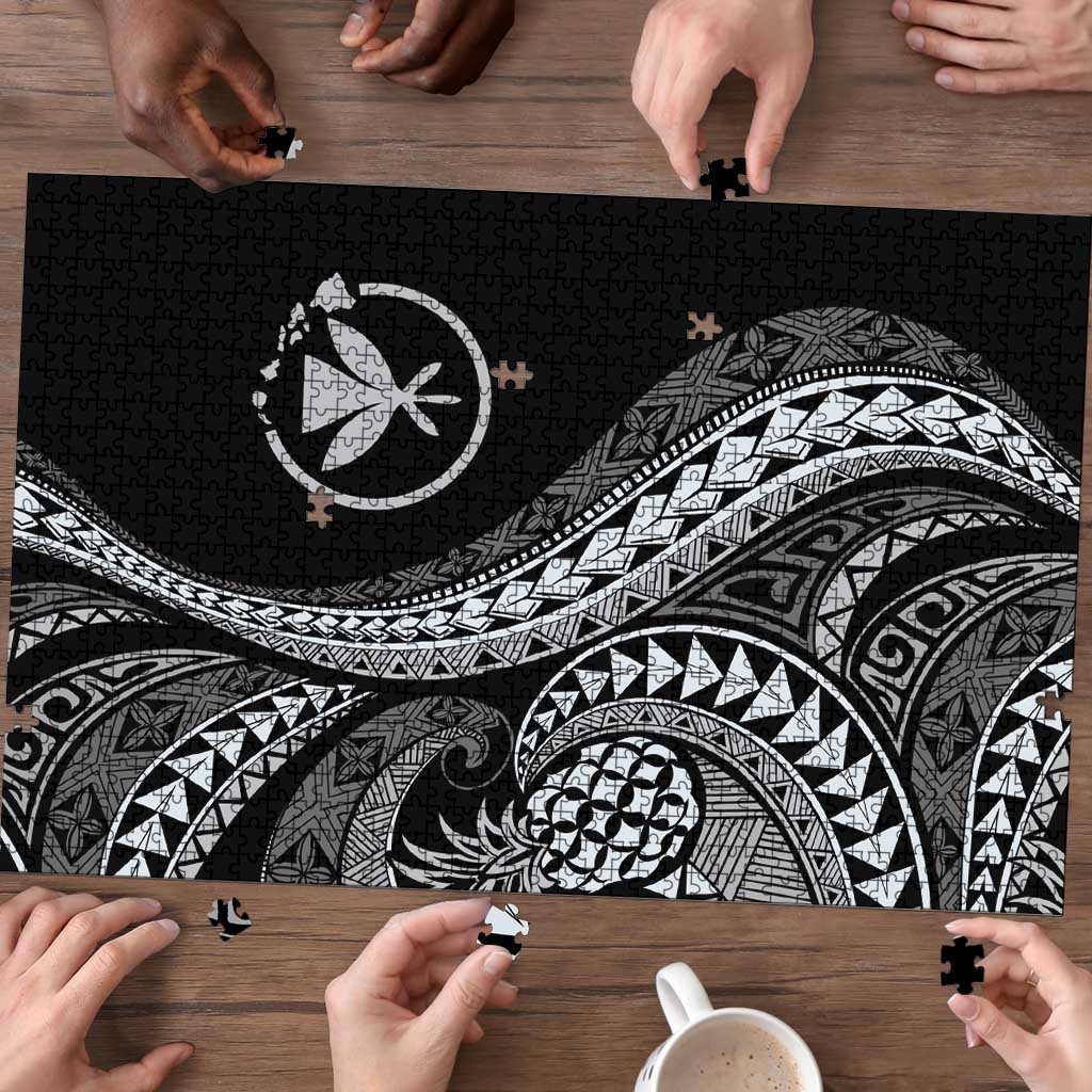 Hawaii Pineapple Gray Scale Tribal Pattern Puzzle - Polynesian Pride