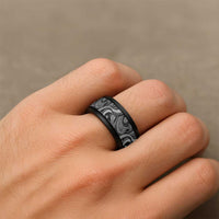 Hawaii Pineapple Gray Scale Tribal Pattern Spinner Ring - Polynesian Pride