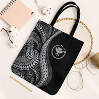 Hawaii Pineapple Gray Scale Tribal Pattern Tote Bag - Polynesian Pride