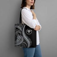 Hawaii Pineapple Gray Scale Tribal Pattern Tote Bag - Polynesian Pride
