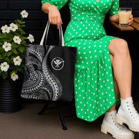 Hawaii Pineapple Gray Scale Tribal Pattern Tote Bag - Polynesian Pride