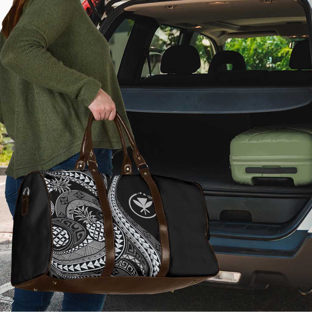 Hawaii Pineapple Gray Scale Tribal Pattern Travel Bag - Polynesian Pride