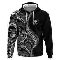 Hawaii Pineapple Gray Scale Tribal Pattern Zip Hoodie - Polynesian Pride