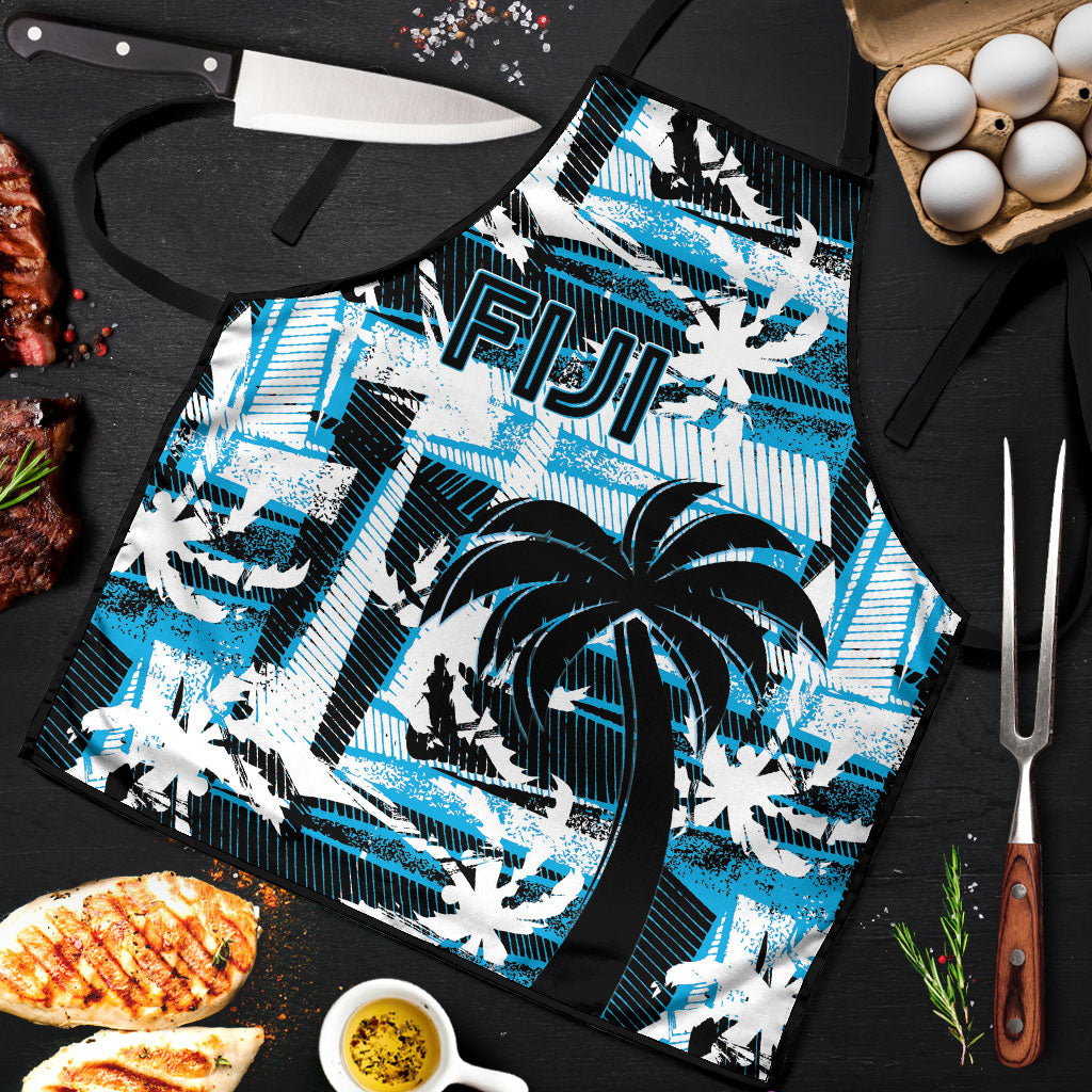 Fijian Rugby Apron Grunge Palm Stylized LT01 Blue - Polynesian Pride