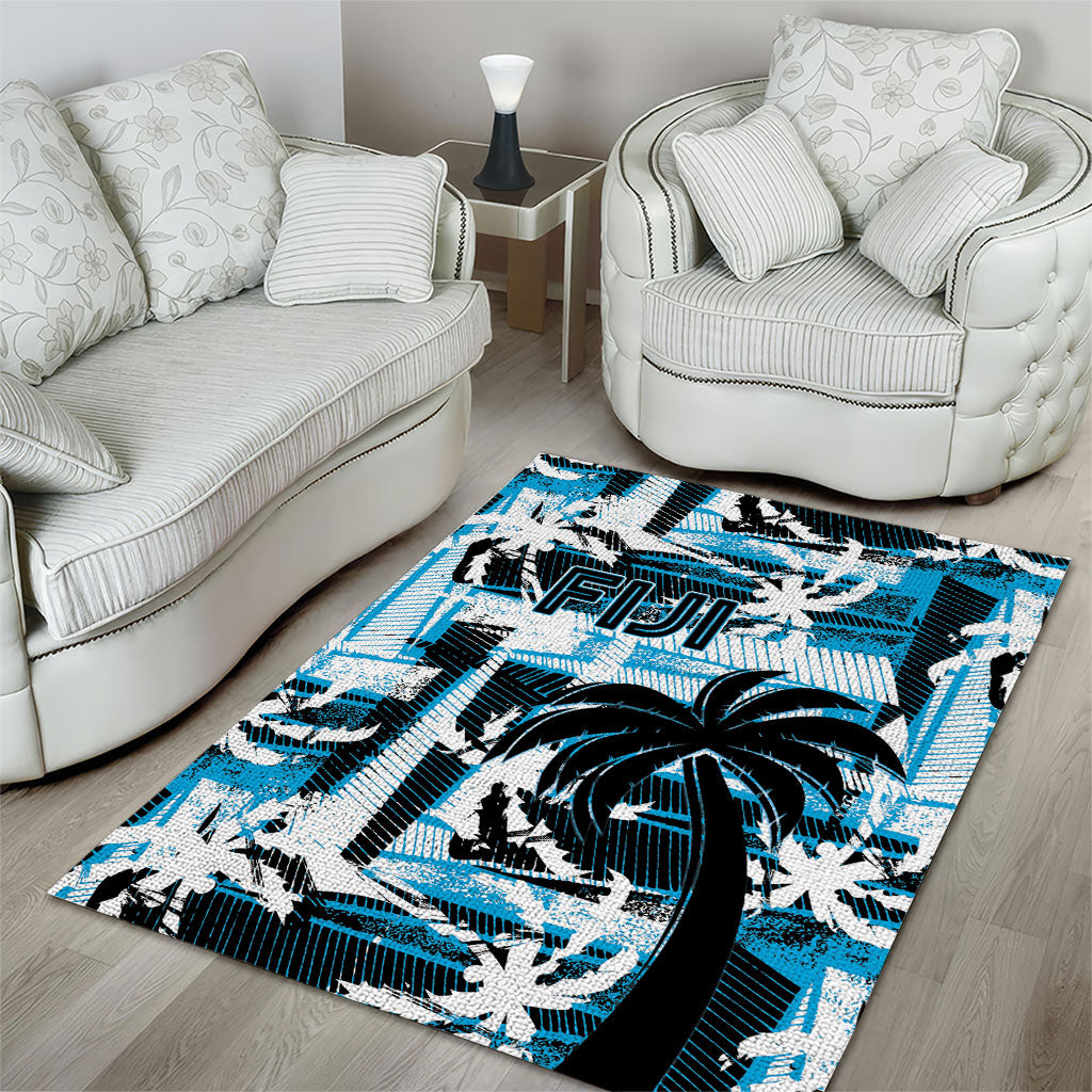 Fijian Rugby Area Rug Grunge Palm Stylized LT01 - Polynesian Pride