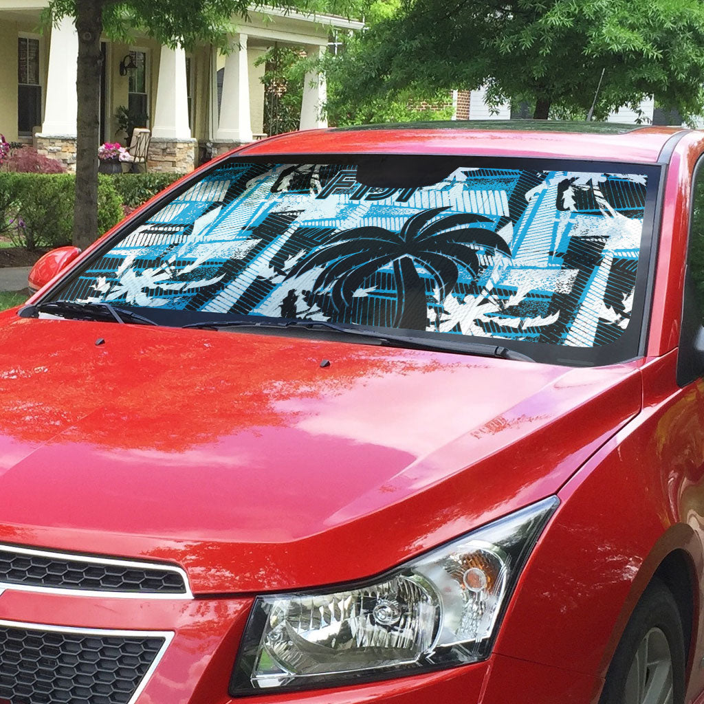 Fijian Rugby Auto Sun Shade Grunge Palm Stylized LT01 - Polynesian Pride