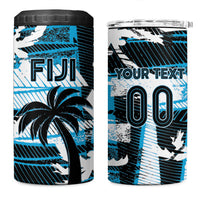 Custom Fijian Rugby 4 in 1 Can Cooler Tumbler Grunge Palm Stylized LT01 One Size: 16 oz Blue - Polynesian Pride