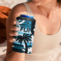 Custom Fijian Rugby 4 in 1 Can Cooler Tumbler Grunge Palm Stylized LT01 - Polynesian Pride