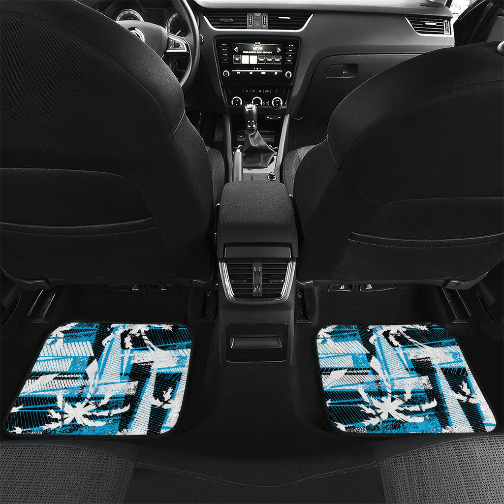 Custom Fijian Rugby Car Mats Grunge Palm Stylized LT01 Set 2pcs - Back Blue - Polynesian Pride