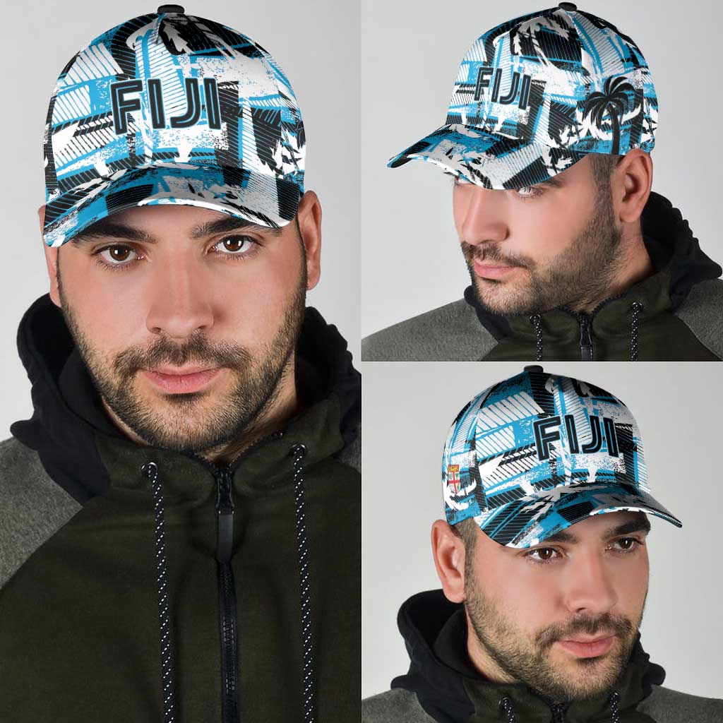 Fijian Rugby Classic Cap Grunge Palm Stylized LT01 - Polynesian Pride