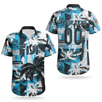 Custom Fijian Rugby Couples Matching Summer Maxi Dress and Hawaiian Shirt Grunge Palm Stylized LT01 - Polynesian Pride