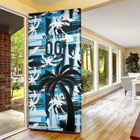 Custom Fijian Rugby Door Cover Grunge Palm Stylized LT01 - Polynesian Pride