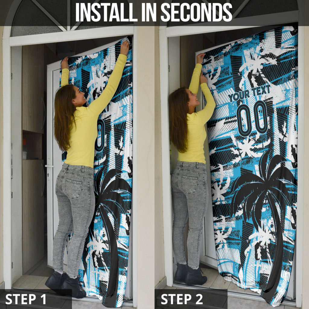 Custom Fijian Rugby Door Cover Grunge Palm Stylized LT01 - Polynesian Pride