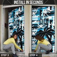 Custom Fijian Rugby Door Cover Grunge Palm Stylized LT01 - Polynesian Pride